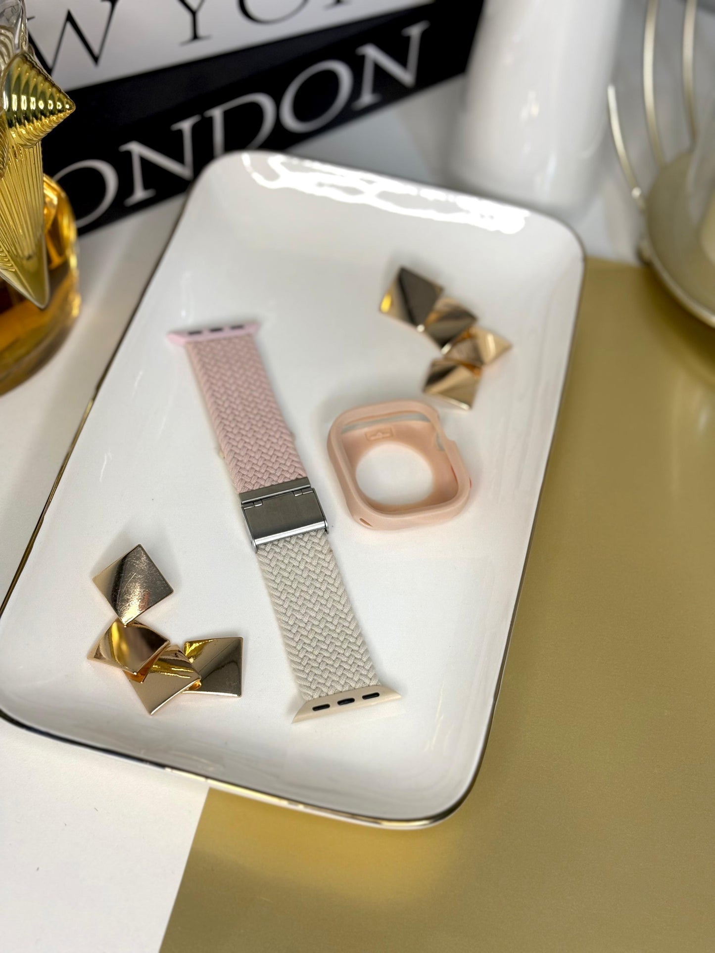 Correa Apple Watch de Tela Rosa con Protector