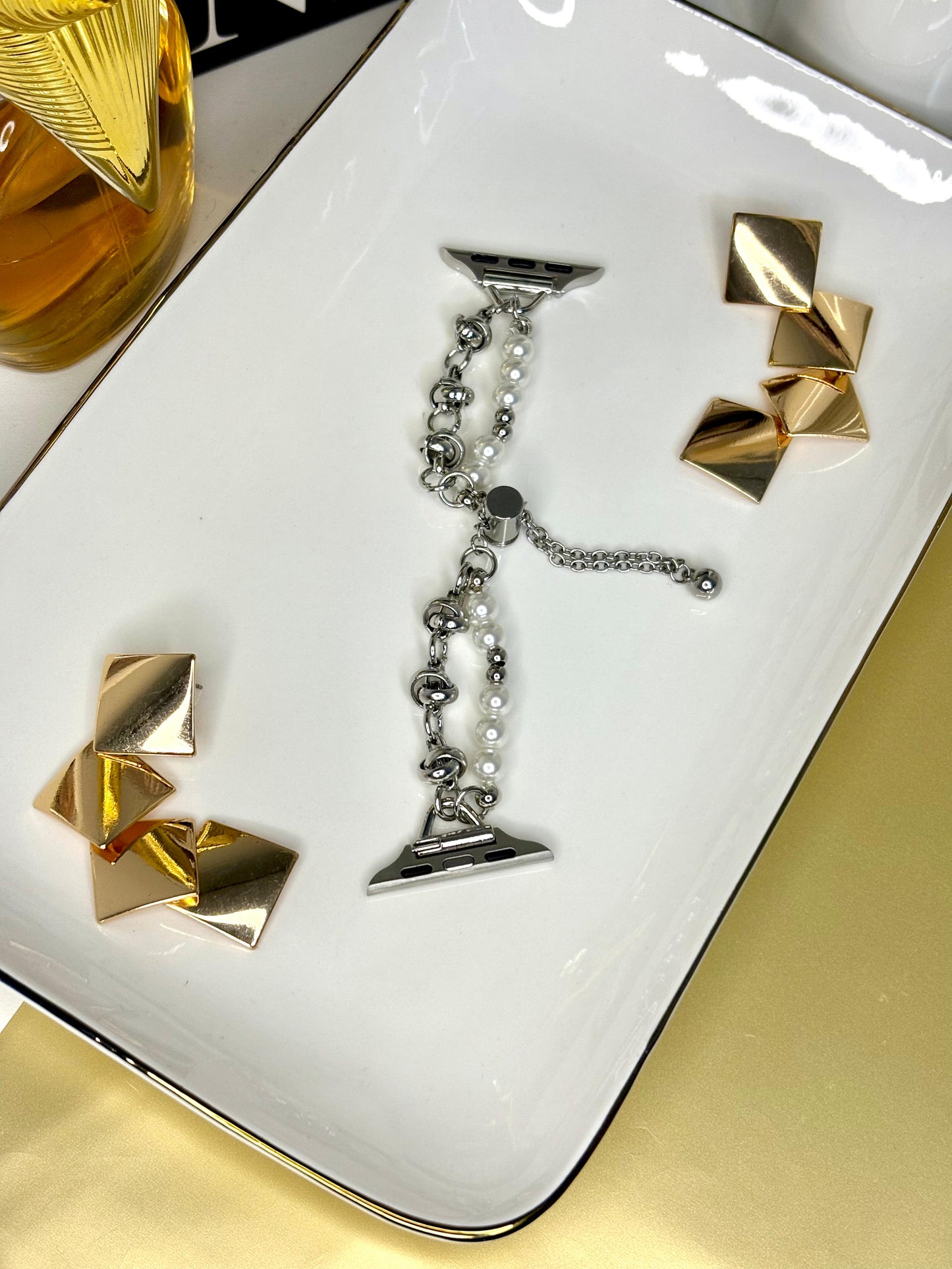 Correa Apple Watch con Perlas Blancas