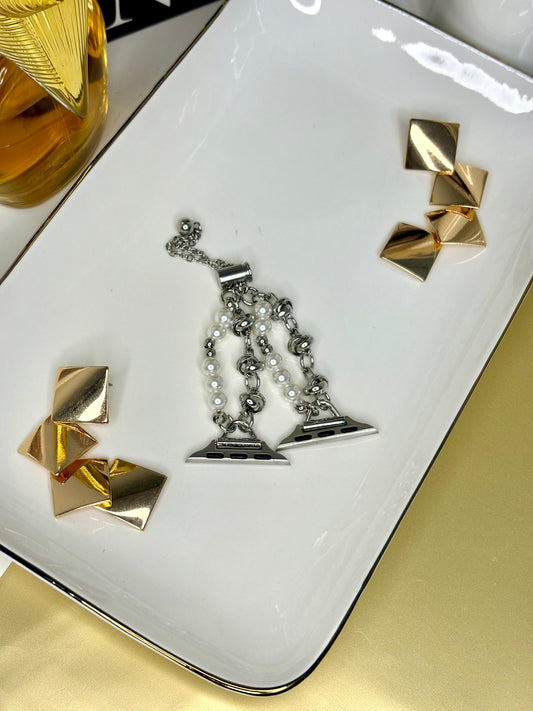 Correa Apple Watch con Perlas Blancas