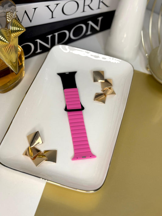 Correa Apple Watch Fucsia y Negro con Imán