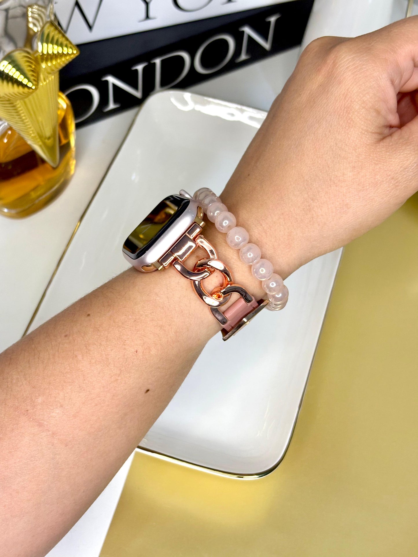Correa Apple Watch Cuerina Rose Gold