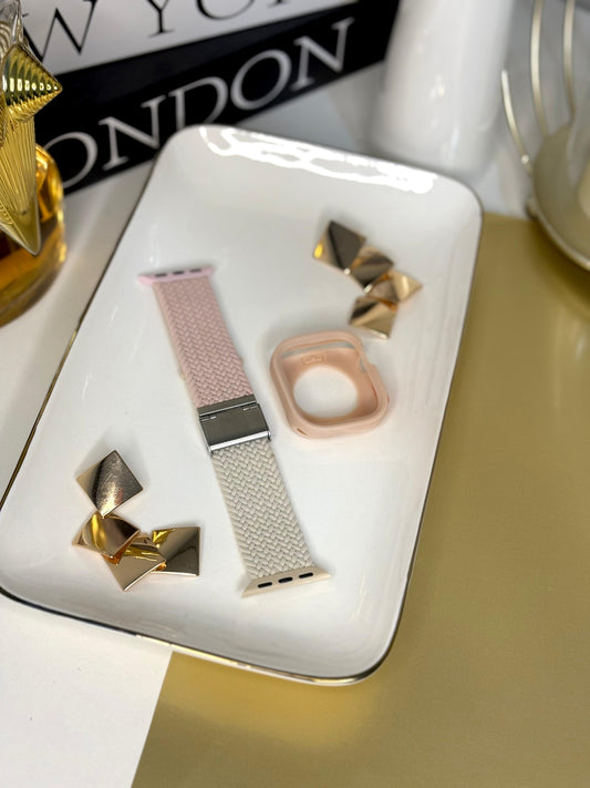 Correa Apple Watch de Tela Rosa con Protector