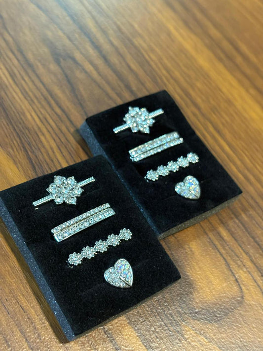 Set de Anillos de Corazones Plateados